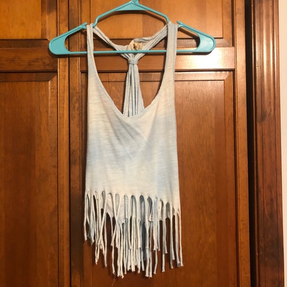 Hollister Tank Top Crop Open Back Fringe Small - Picture 3 of 5